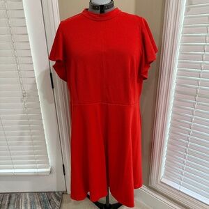 Maeve by Anthropologie Beautiful Red Dress with Flutter Sleeves